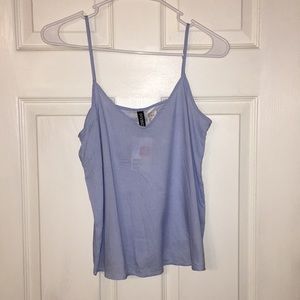 H&M baby blue & white striped top